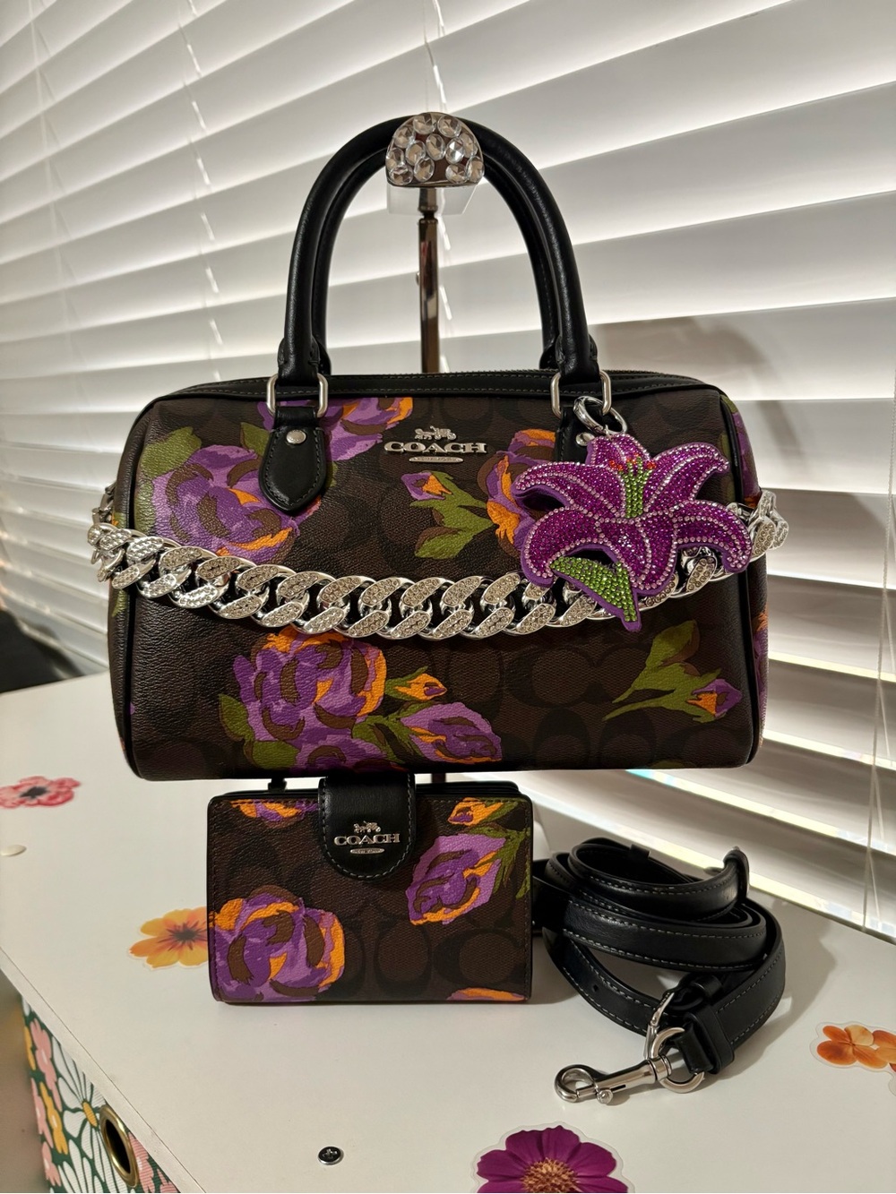 COACH Rowan Satchel Floral Print With Matching Wallet